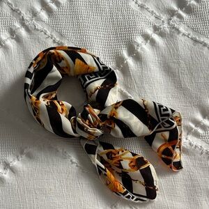 Striped Scarf with Chain and Wheel Design